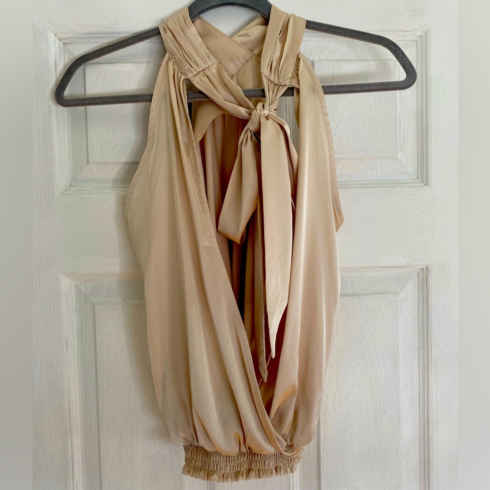 Open back silk express shirt, new with tags